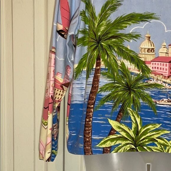 Tantrums Blue Chambray Lightweight Denim Shacket Beach Scene Large - Picture 11 of 14